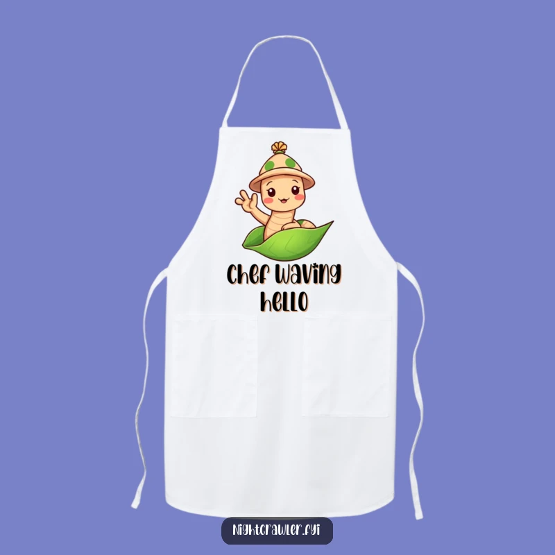 Funny Earthworm Hat Apron: Waving Chef Worm, Perfect Kitchen & Gift