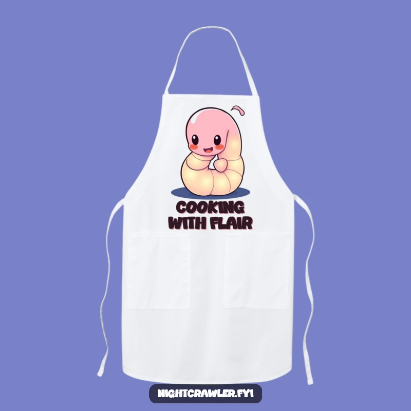 Funny Glowing Worm Apron: Kitchen Glow, Playful Cooking, Chef's Funny Gift