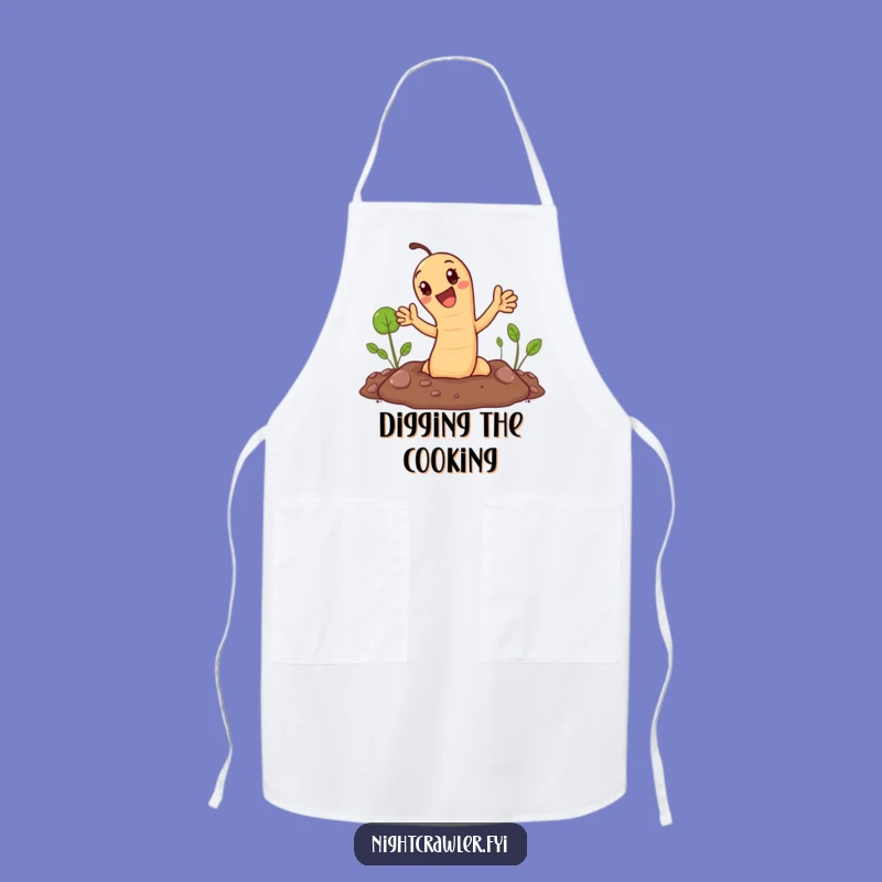 Funny Waving Earthworm Apron - Cook with Garden Greetings