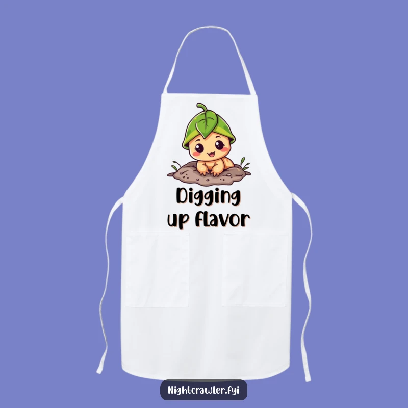 Funny Leaf Cap Night Crawler Apron: Cheerful Burrow Dweller Kitchen Style