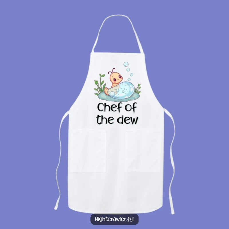 Funny Curious Earthworm Dewdrop Apron: Cook with Wonder!