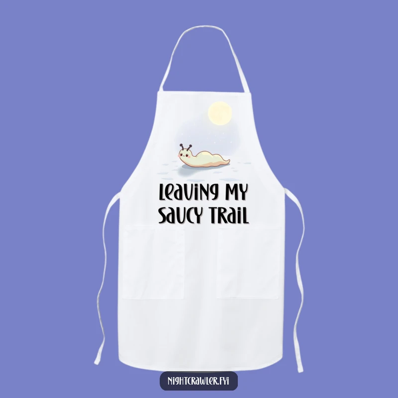 Funny Moonlit Slug Chef's Apron: Cute Character Cooking, a Whimsical Funny Gift.