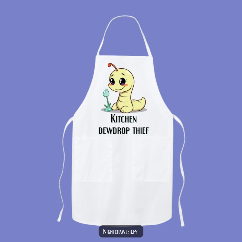 Funny Worm Dewdrop Heist Apron: Cook with a Mischievous Flair