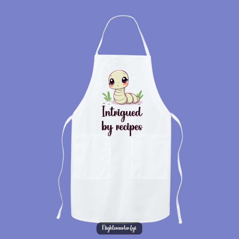 Funny Kawaii Worm Web Curiosity Apron - Kitchen Worm's Shimmering Detail