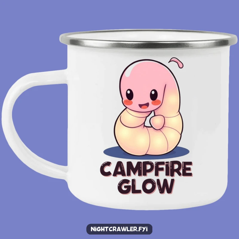 Funny Glowing Worm Camping Mug: Campfire Glow, Nighttime Fun, Outdoor Funny Gift