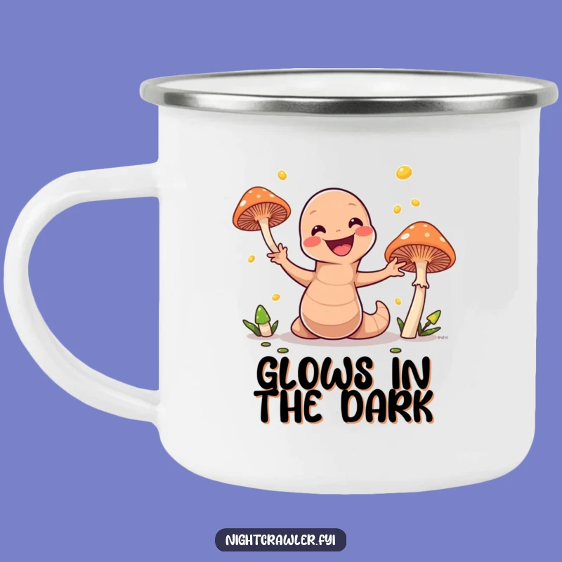 Funny Earthworm Juggling Mushrooms Camping Mug: Adventure Fuel with a Magical Twist