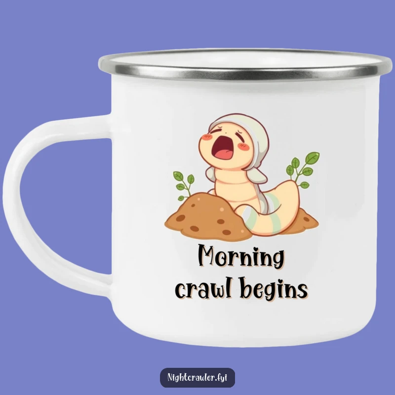 Funny Earthworm Pajama Camping Mug: Yawning Worm Outdoors, Perfect Camp & Hilarious Gift