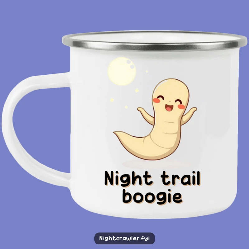 Funny Moonlit Dance Earthworm Camping Mug: Sip Under the Stars