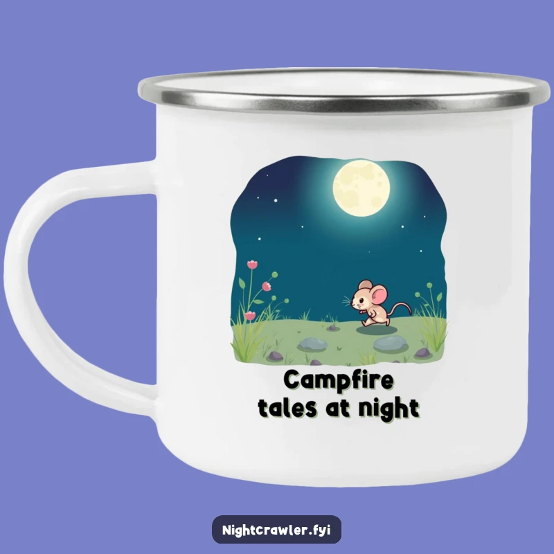 Funny Moonlit Mouse Camping Mug: Nocturnal Adventures with Character