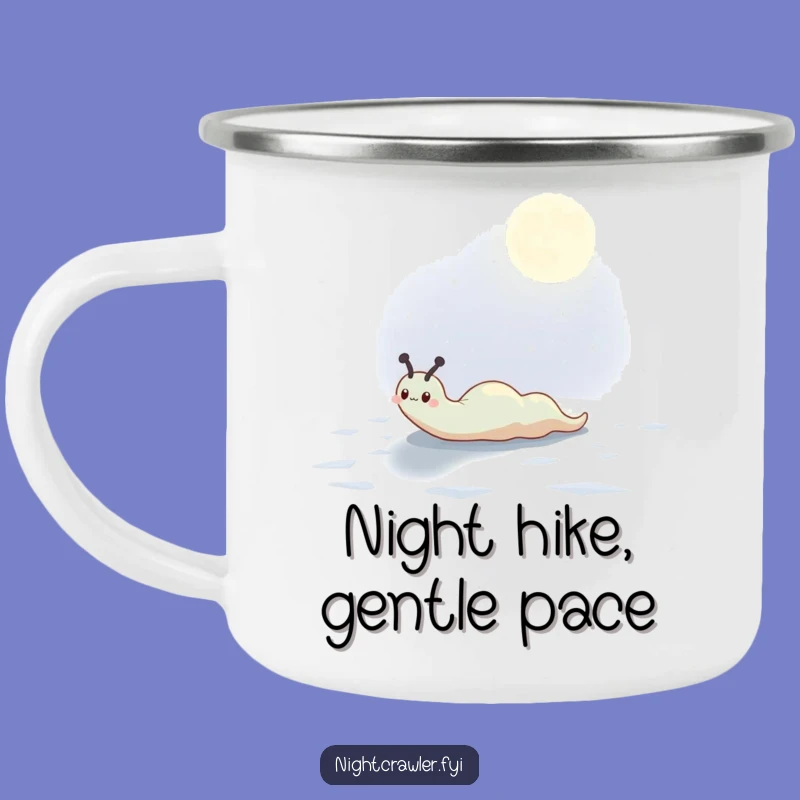 Funny Moonlit Slug Camping Mug: Cute Character Outdoors, a Rugged Funny Gift.