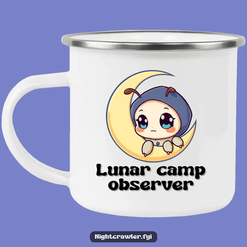 Funny Night Crawler Moon Camping Mug: Curious Outdoor Adventure Gift