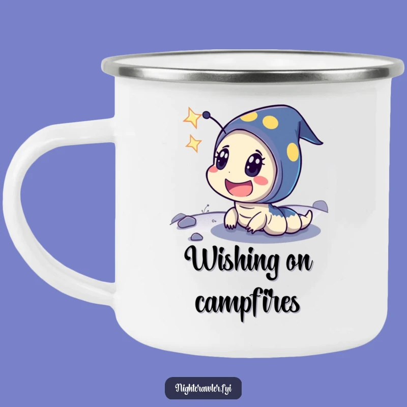 Funny Enamel Camping Mug: Night Crawler's Surprise Starry Night