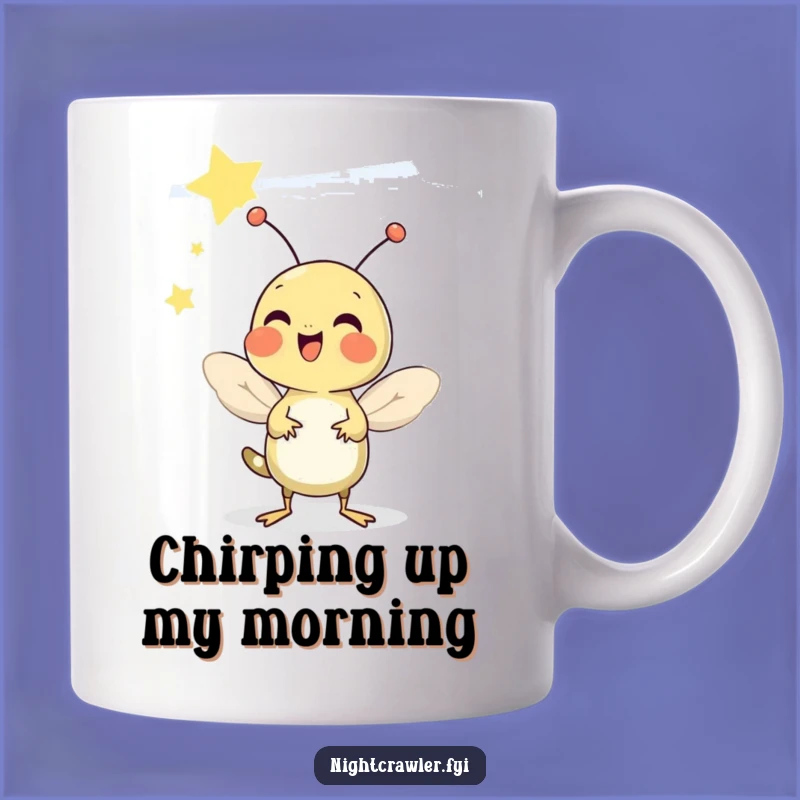 Funny Cricket Chirp Mug: Cheerful Starry Night Character Gift