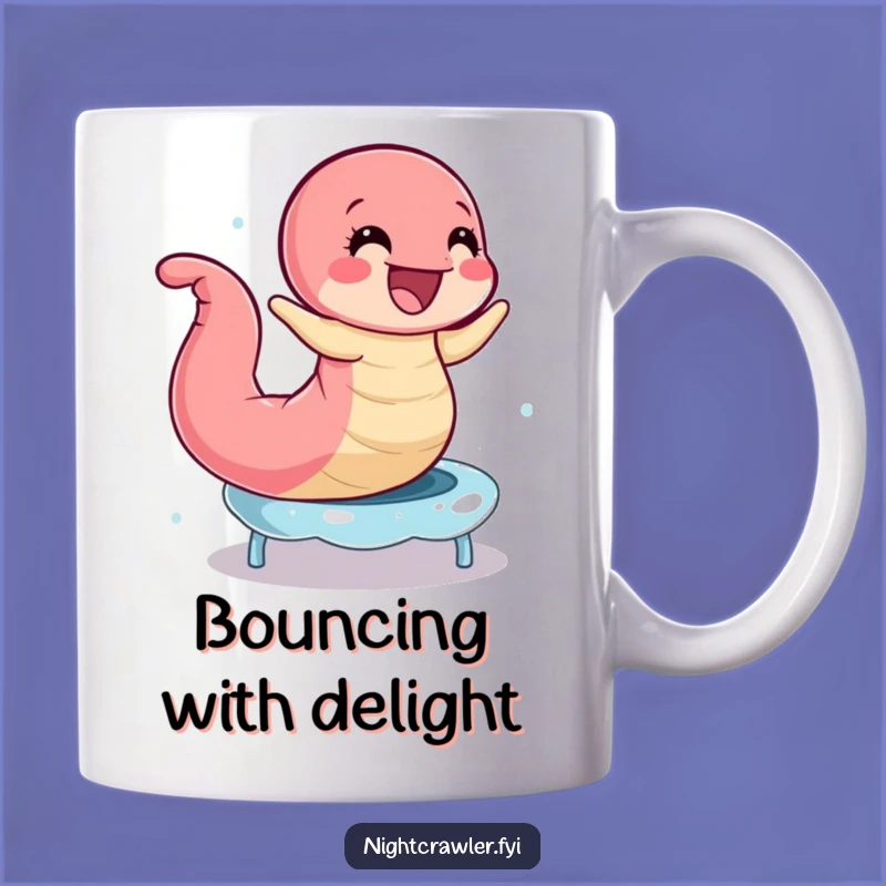 Funny Earthworm Trampoline Mug: Joyful Bouncing Dewdrop Fun, Perfect Gift for Laughs