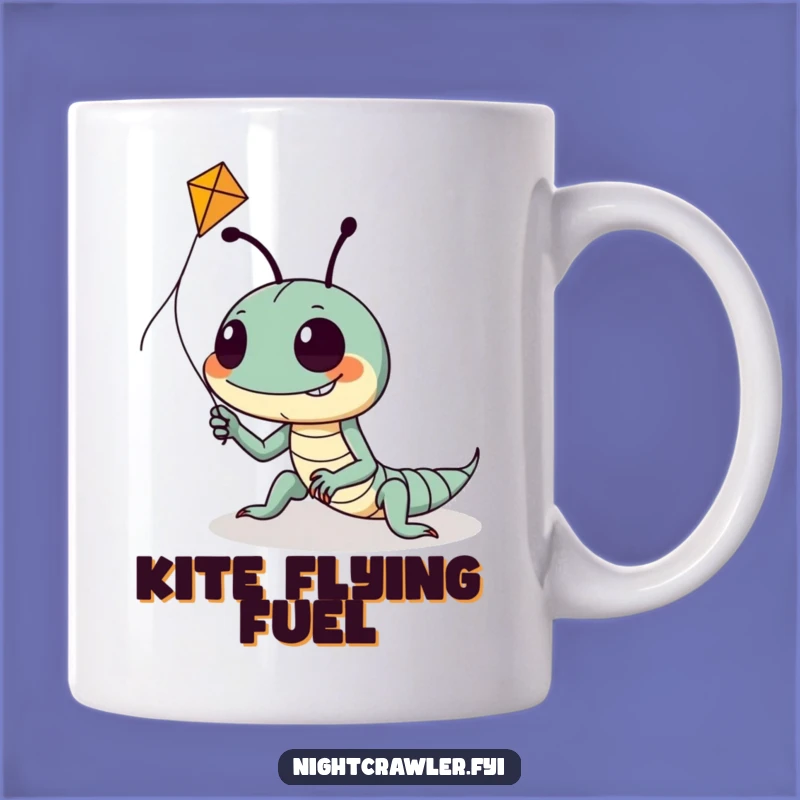 Funny Kite Flying Night Crawler Mug: Goofy Character Gift for Dreamers