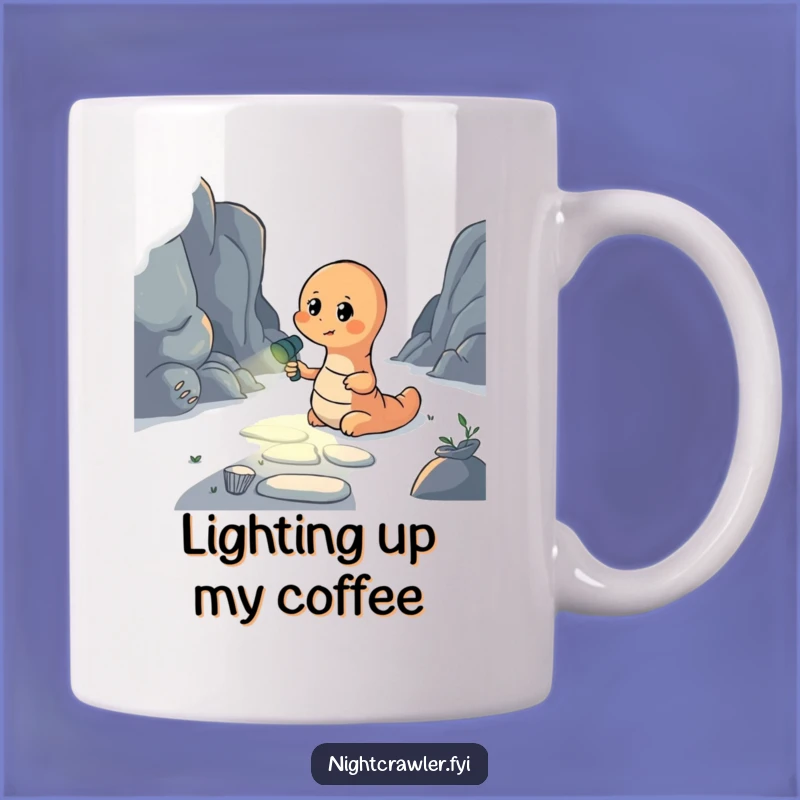 Funny Earthworm Flashlight Path Mug: Light the Way with Humor