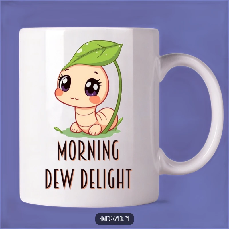 Funny Curious Worm Mug: Dewy Leaf Peek, Adorable Garden Friend, Funny Gift