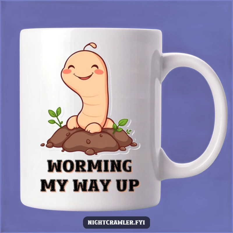 Funny Earthworm Mug: Happy Grin Peek-a-Boo - Hilarious Garden Gift