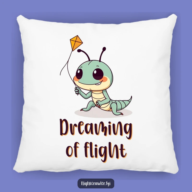 Cozy Funny Kite Flying Night Crawler Pillow: Goofy Dreamer Comfort