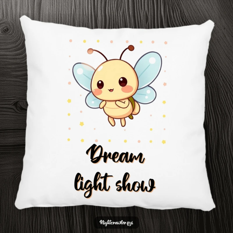 Funny Pillow: Soft pillow featuring a playful firefly blinking its light, providing comfort and a cheerful, lighthearted feel.