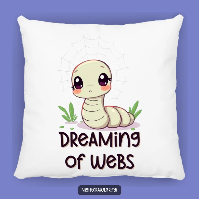 Funny Kawaii Worm Web Curiosity Pillow - Cozy Worm's Shimmering Comfort
