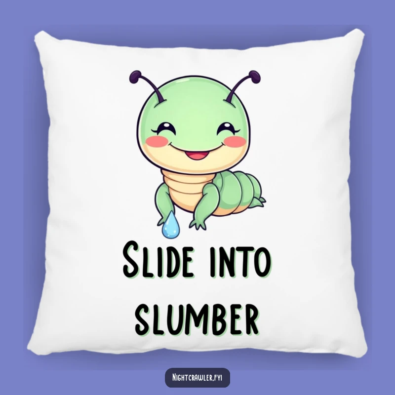 Cozy Funny Night Crawler Dewdrop Slide Pillow: Cheerful Character Comfort and Humor