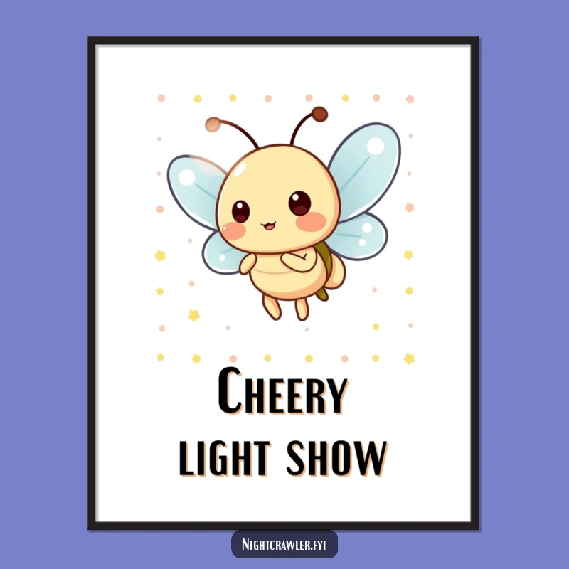 Funny Firefly Blink Digital Art, Cheerful Character Print for Instant Light