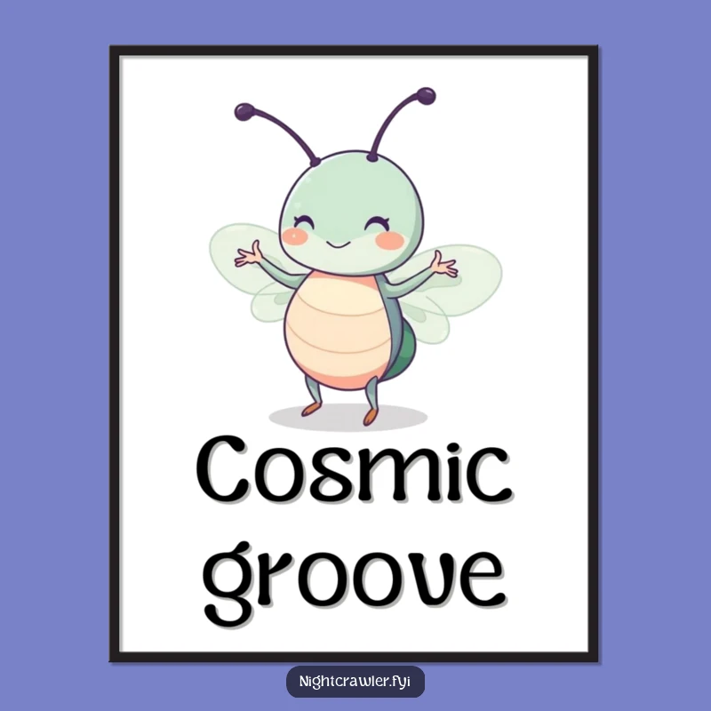 Funny Moonlight Bug Dance Digital Art: Cute Insect Twitch Print, Gift