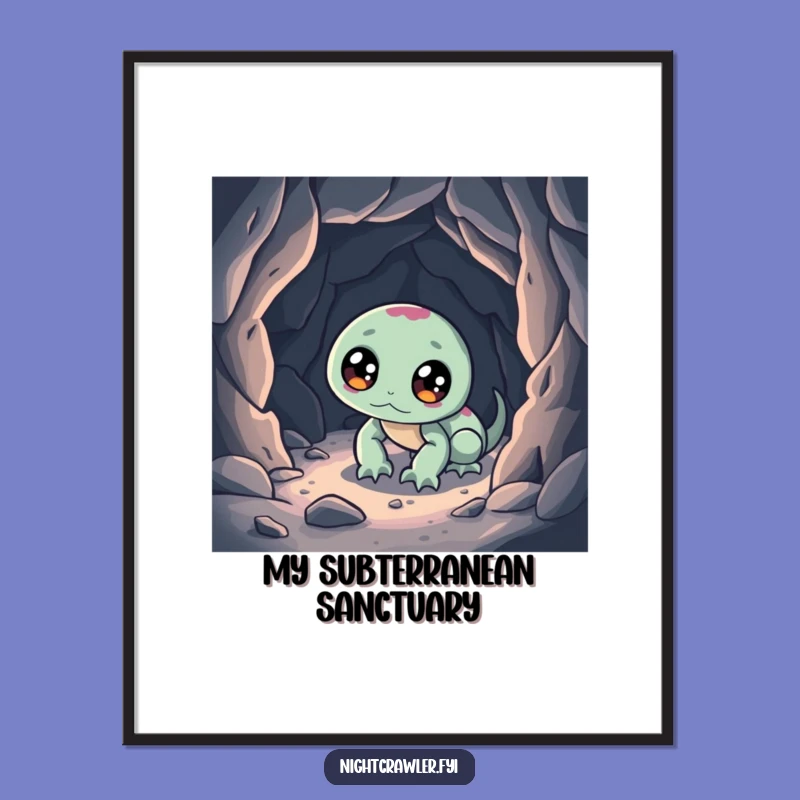 Funny Night Crawler Cave Exploration Digital Print: Instant Humor for Your Walls