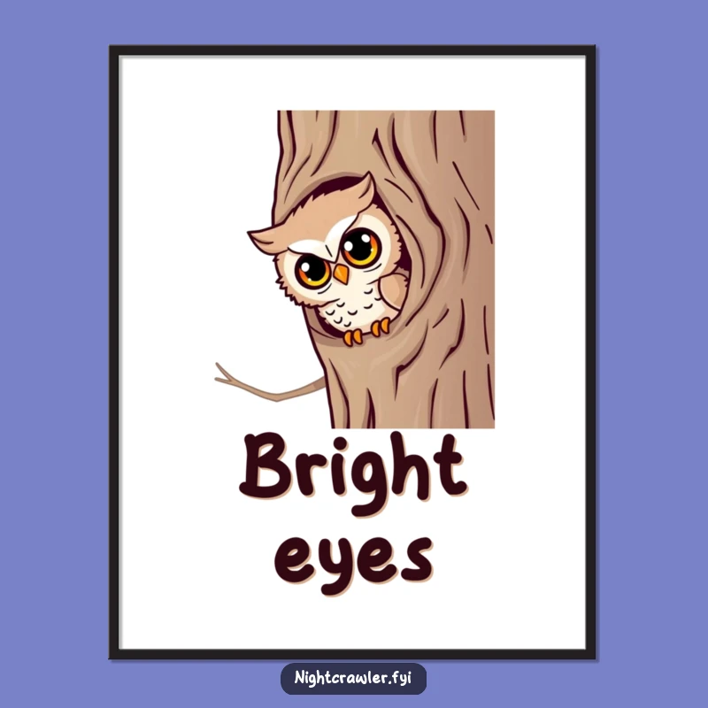 Funny Owl Peek Digital Print: Wise Character Art, Instant Funny Gift