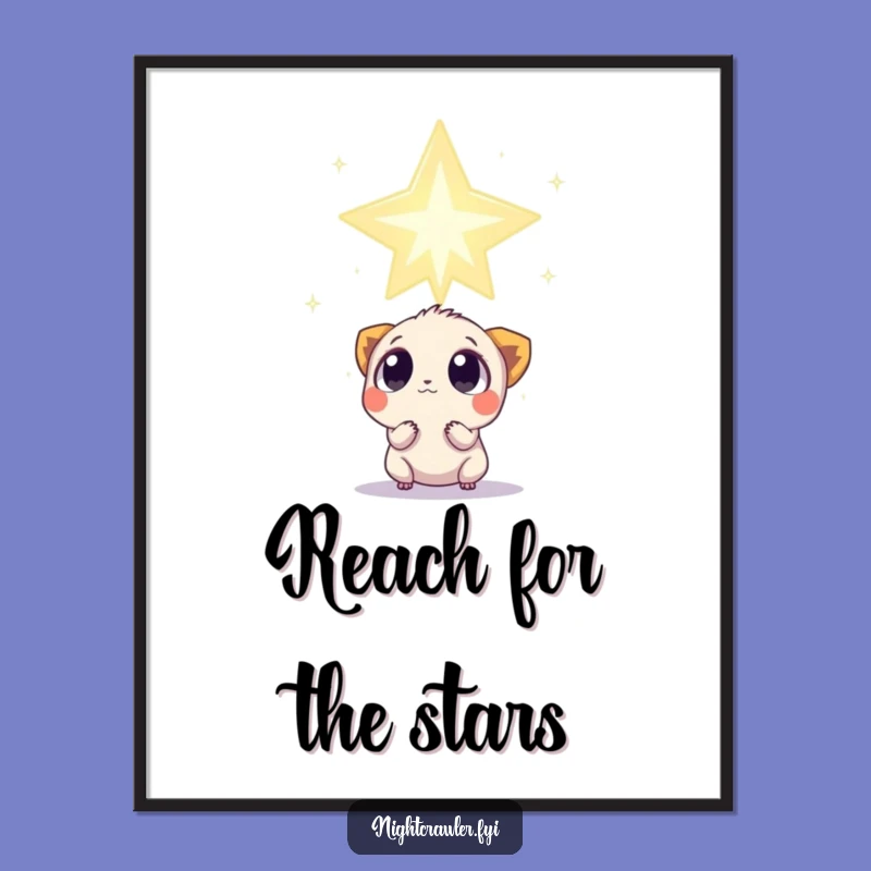 Funny Star Gazer Digital Print: Curious Creature's Colossal Twinkle Surprise Art