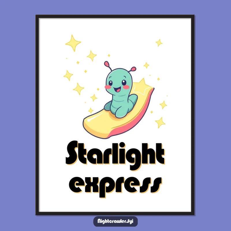 Funny Starlight Worm Digital Art Print - Cosmic Theme, Perfect Funny Gift