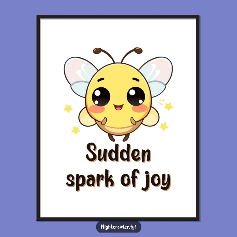 Funny Surprise Firefly Digital Art: Playful Character's Blink, a Captivating Funny Gift.