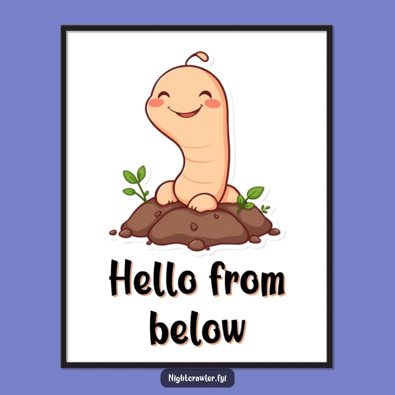 Funny Earthworm Digital Art: Happy Grin Peek - Instant Hilarious Download