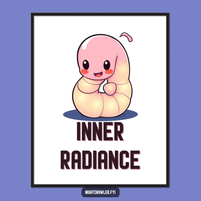 Funny Glowing Worm Digital Art: Bioluminescent Scene, Printable Funny Gift