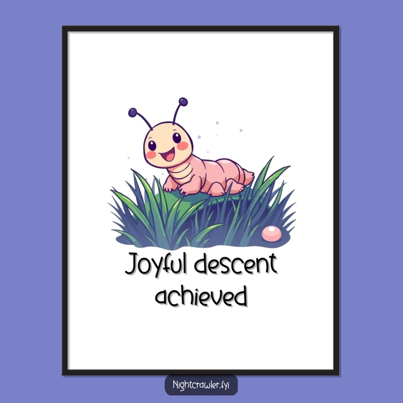 Funny Night Crawler Slide Digital Art: Joyful Character's Moment, a Vibrant Funny Gift.