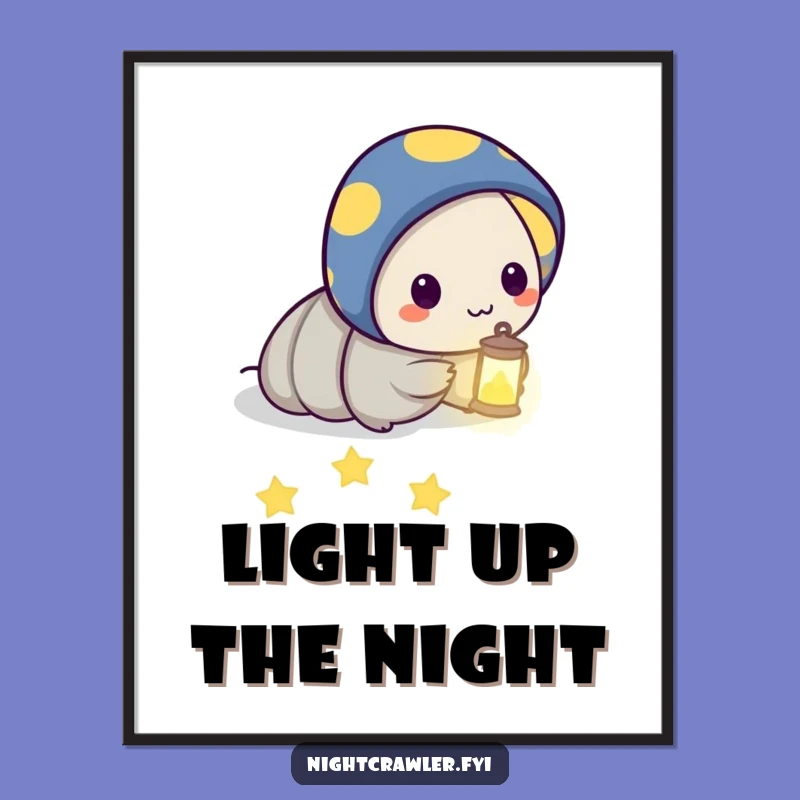 Funny Night Crawler Star Digital Art: Whimsical Night Decor & Gift