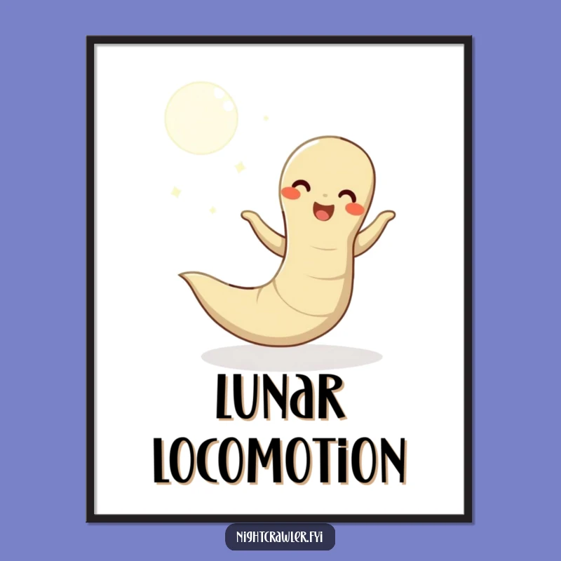 Funny Moonlit Dance Earthworm Digital Art: Instant Joy for Your Screen
