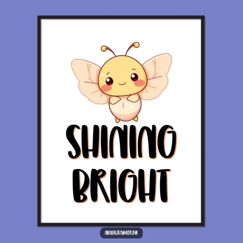 Funny Happy Moth Digital Art: Gentle Light Printable, Instant Gift!