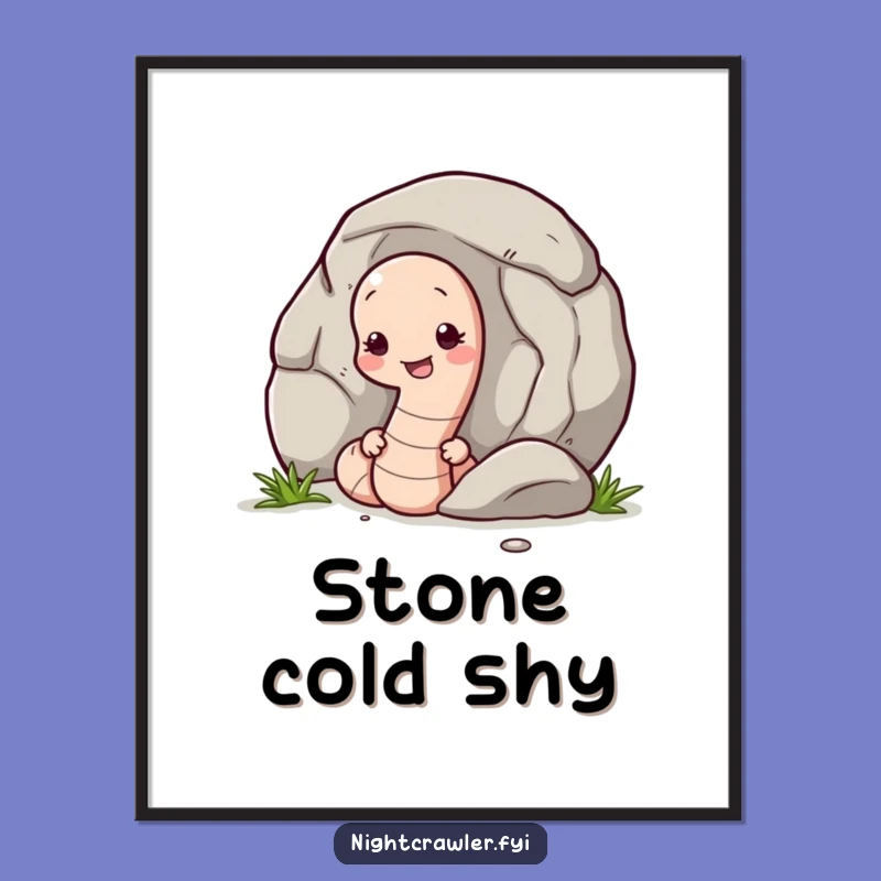 Funny Shy Earthworm Pebble Digital Art: Instant Charm for Your Space