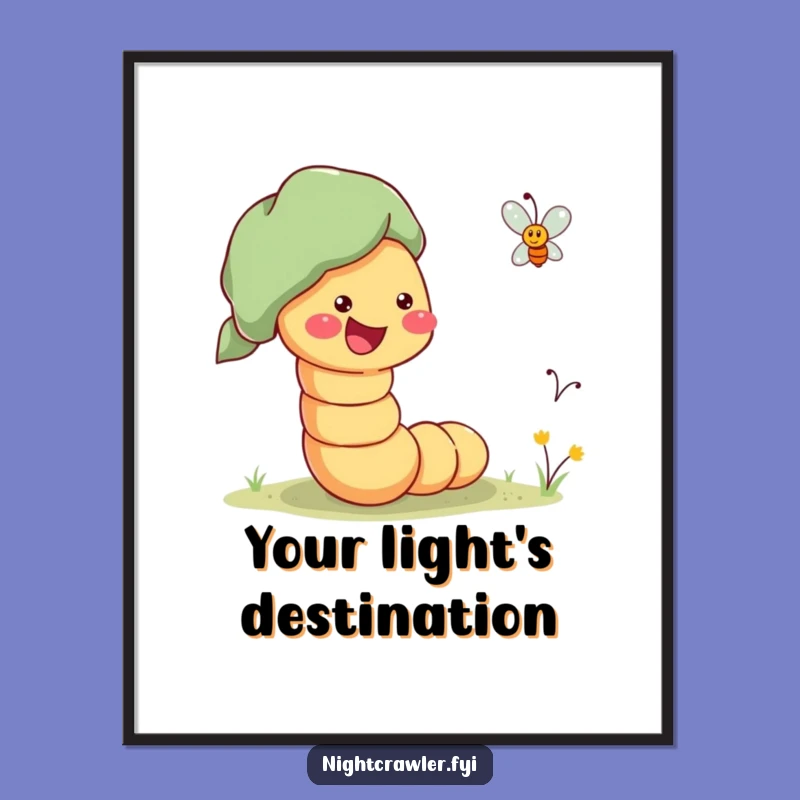 Funny Guiding Worm Digital Print: Instant Uplifting Art Funny Gift