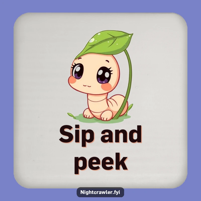 Funny Dewy Leaf Coaster: Worm Character, Table Protection Funny Gift