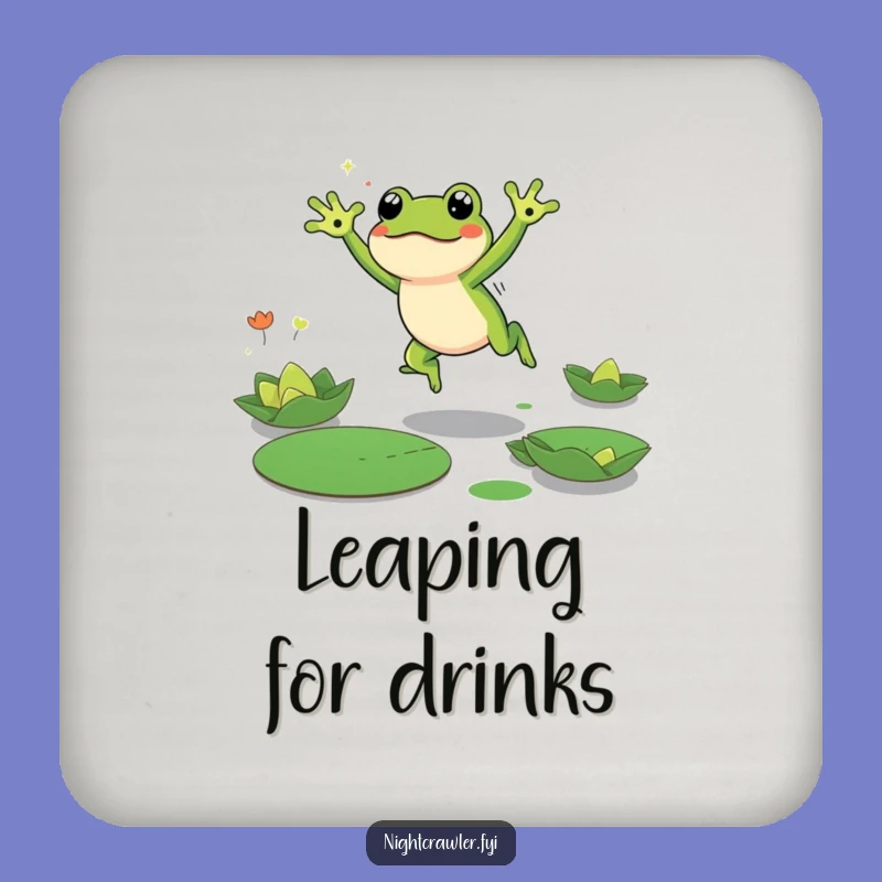 Funny Frog Coaster: Protect Surfaces Leaping Character, Dark Lily Pad Style, Perfect Funny Gift
