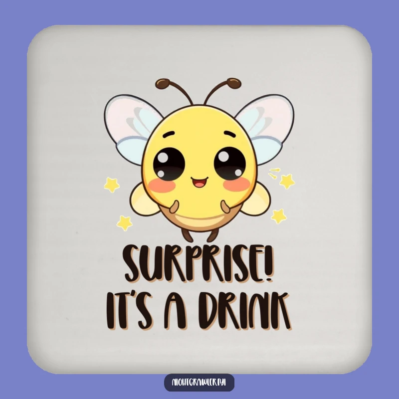 Funny Surprise Firefly Coaster: Playful Character's Surface, a Dazzling Funny Gift.