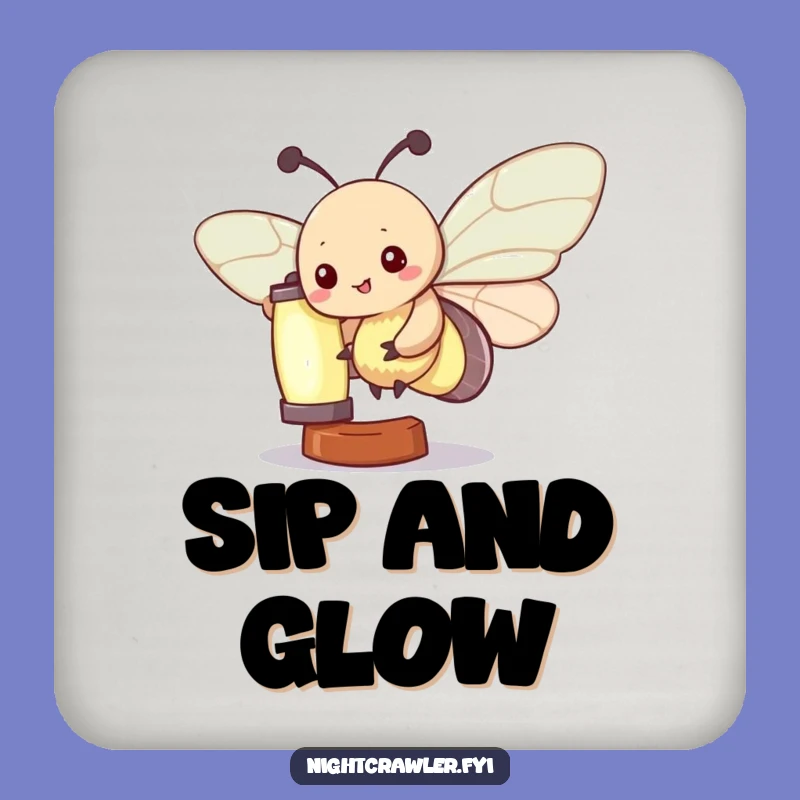 Funny Kawaii Moth Drink Coaster: Protect Surfaces with Glowing Lantern - Humorous Set
