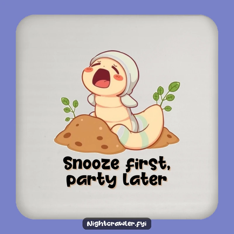 Funny Earthworm Pajama Coaster: Yawning Worm Protection, Perfect Table & Hilarious Gift