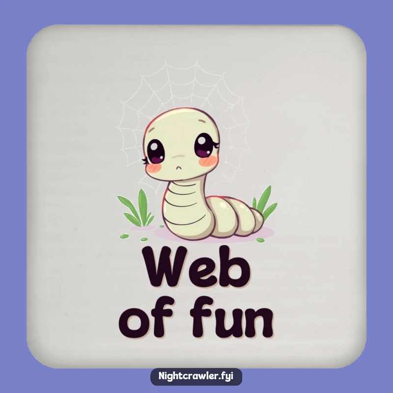 Funny Kawaii Worm Web Curiosity Drink Coaster - Protect Surfaces Worm Web Style