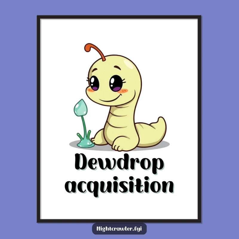 Funny Worm Dewdrop Heist Poster: Mischievous Art for Your Wall