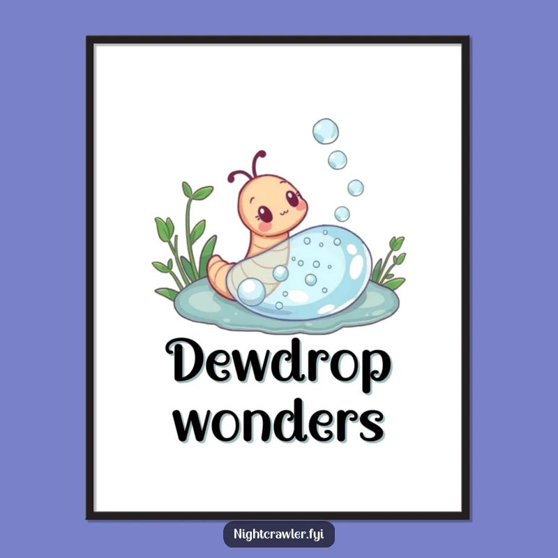 Funny Curious Dewdrop Earthworm Poster: Inspire Wonder in Your Space