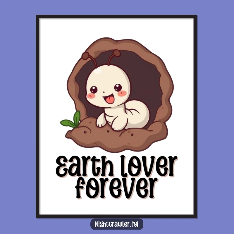 Funny Worm Burrowing Poster - Artful Worm Earth Digging Joy